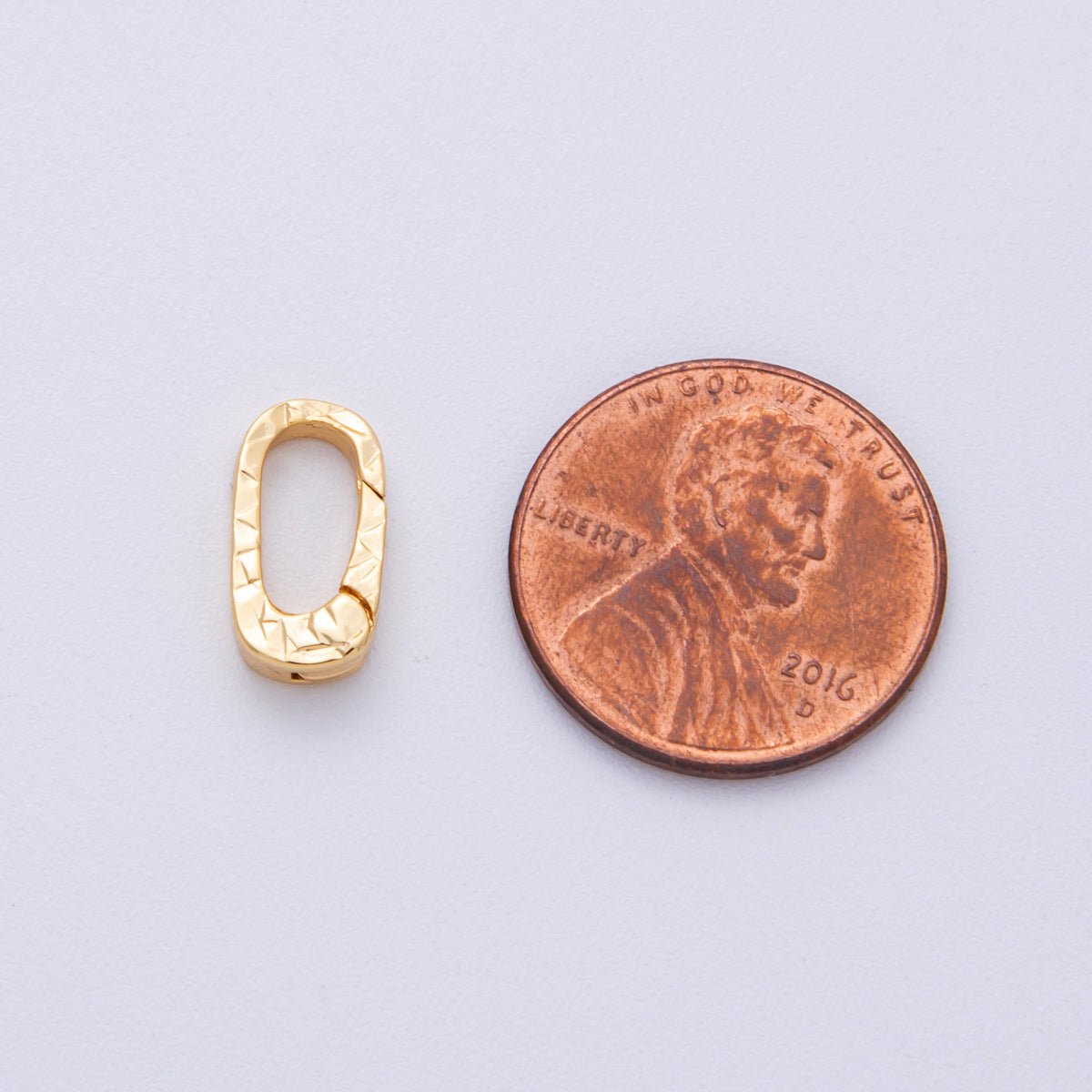 18K Gold Filled 13mm Minimalist Textured Oblong Push Gate Closure Findings | ZA1675 - DLUXCA