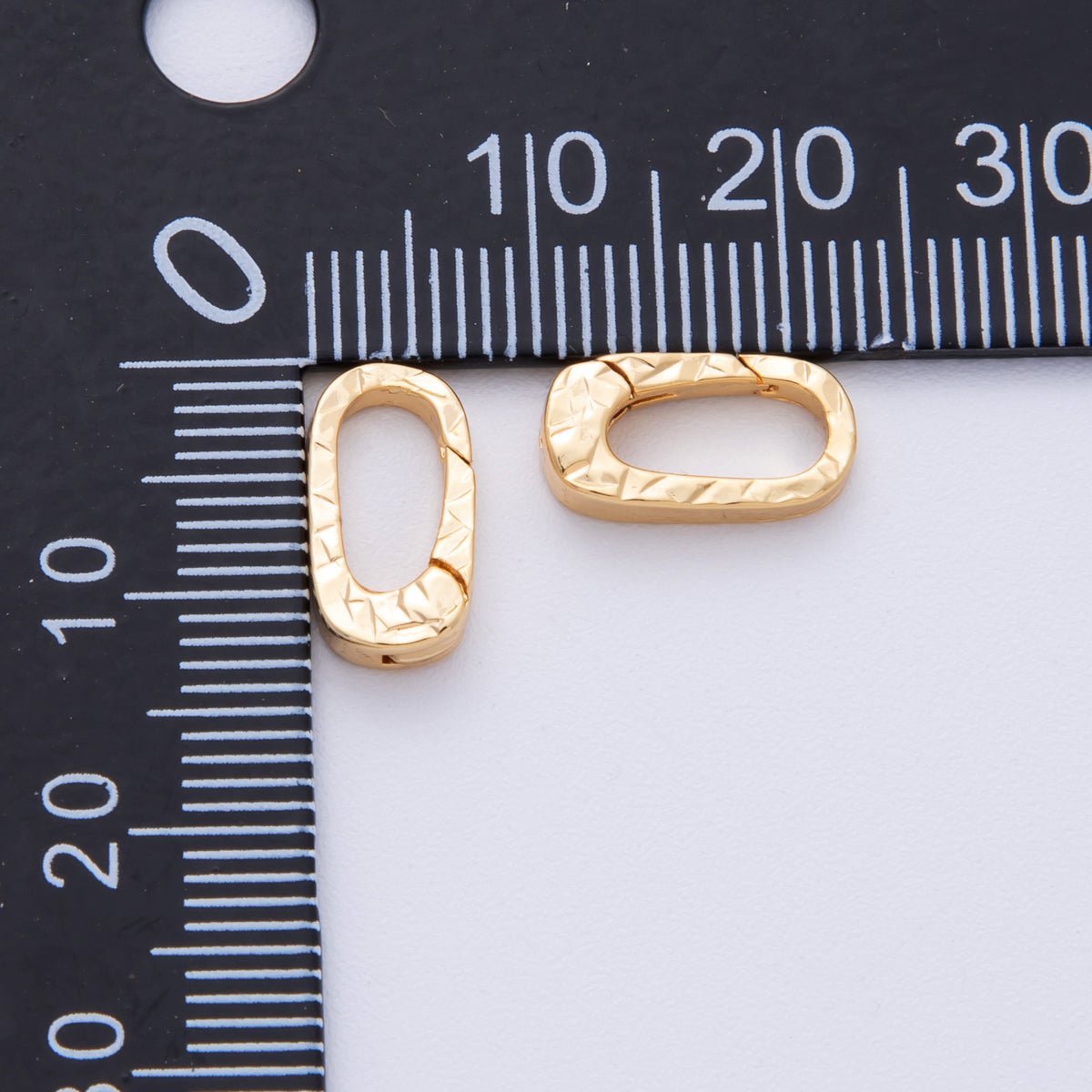 18K Gold Filled 13mm Minimalist Textured Oblong Push Gate Closure Findings | ZA1675 - DLUXCA