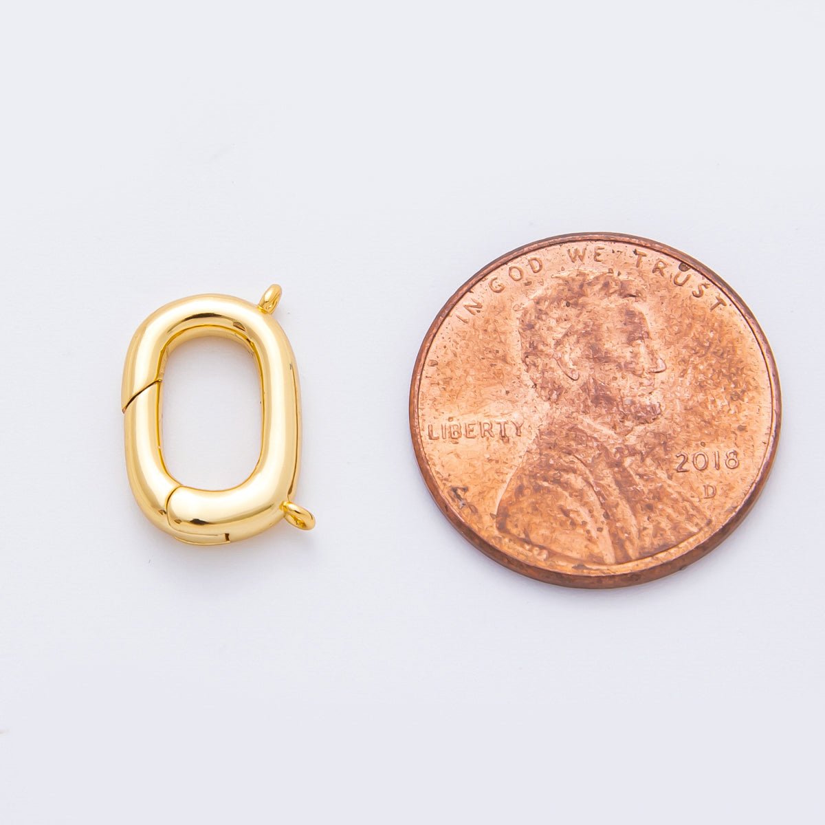 18K Gold Filled 13mm Oval Push Gate Clasp with Two Small Holes Charm Finding | Z1411 - DLUXCA