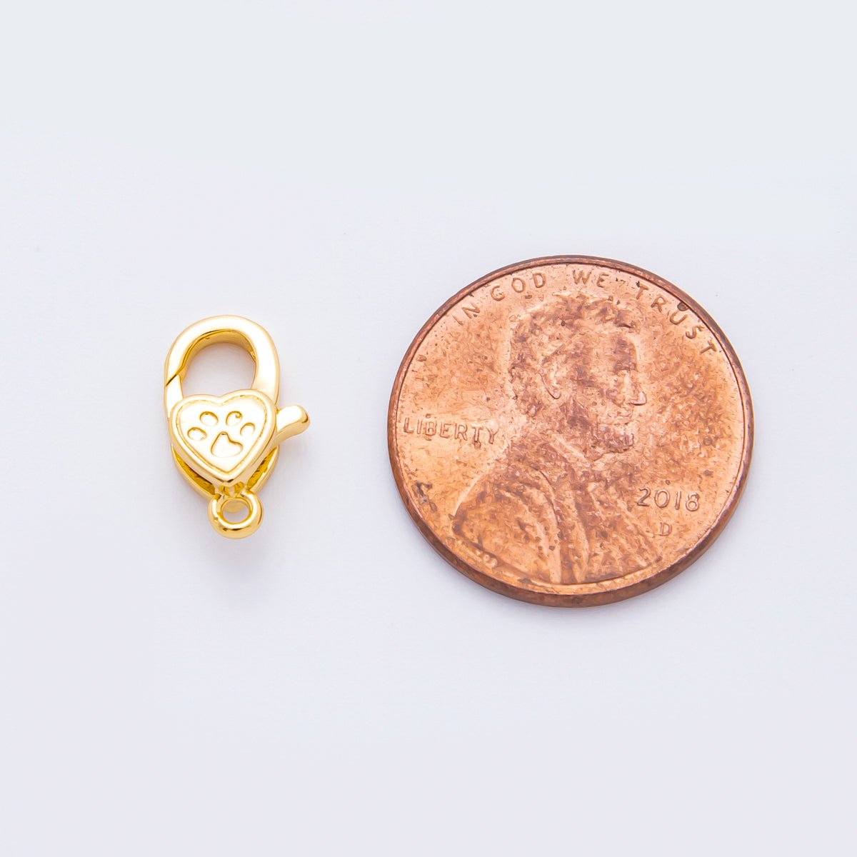 18K Gold Filled 13mm Pet Paw Heart Classic Lobster Clasp Charm Finding | Z1382 - DLUXCA