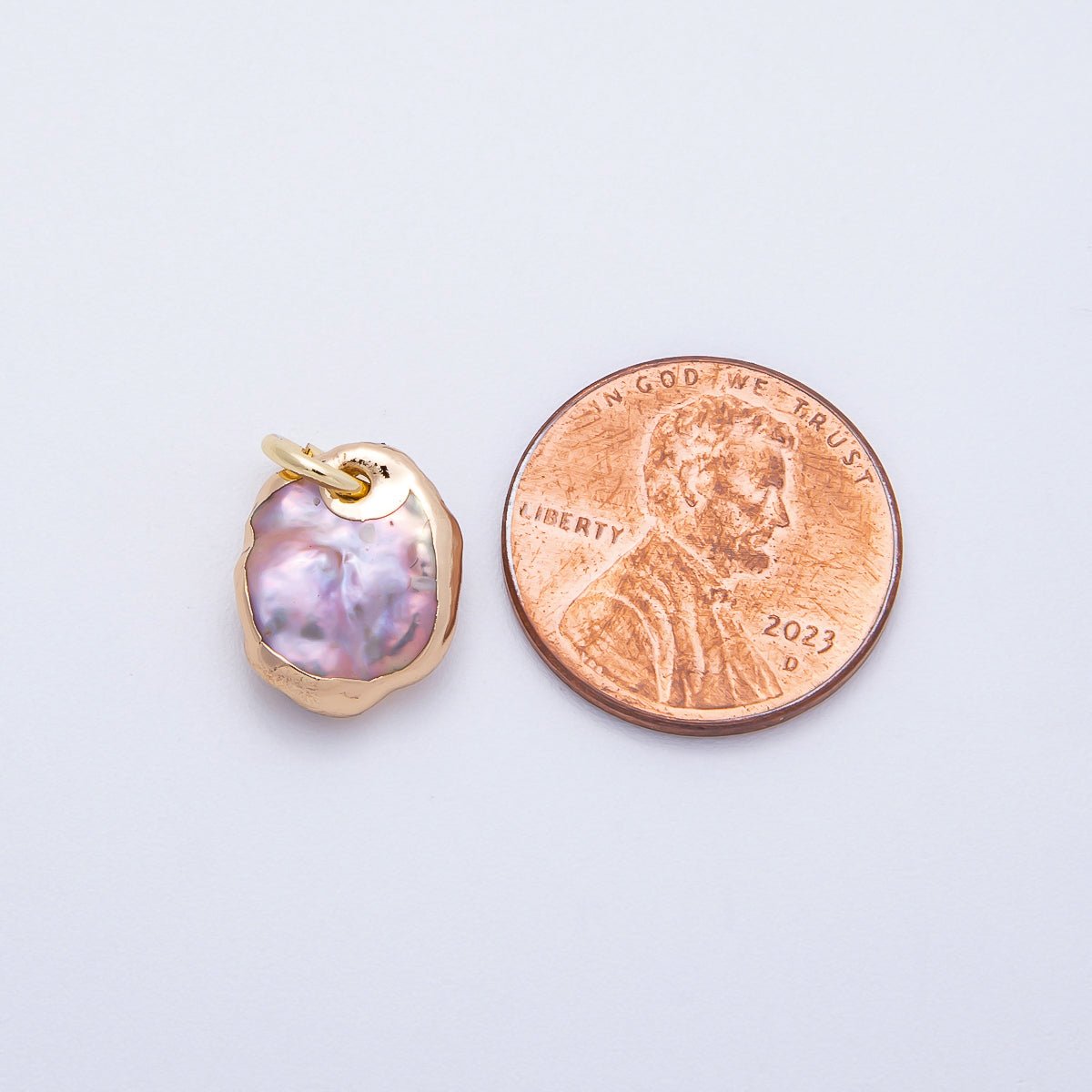 18K Gold Filled 13mm Purple Foiled Baroque Freshwater Pearl Charm | Charms - 00642 - DLUXCA