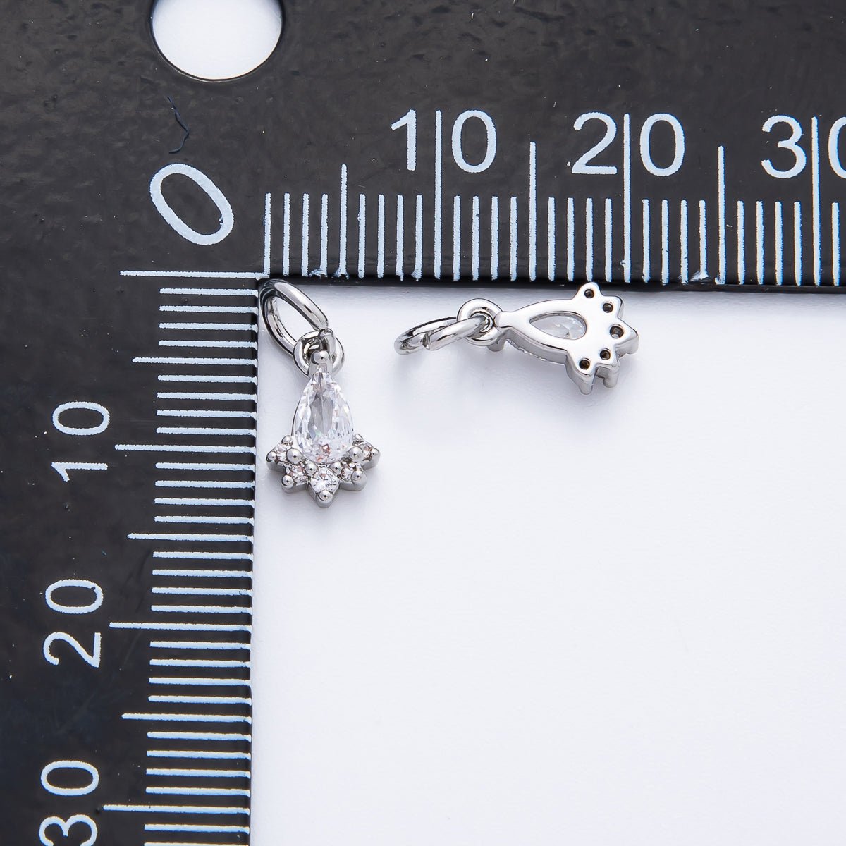 18K Gold Filled 13mm Teardrop Cluster Clear CZ Mini Charm in Gold & Silver | AF1365 - DLUXCA
