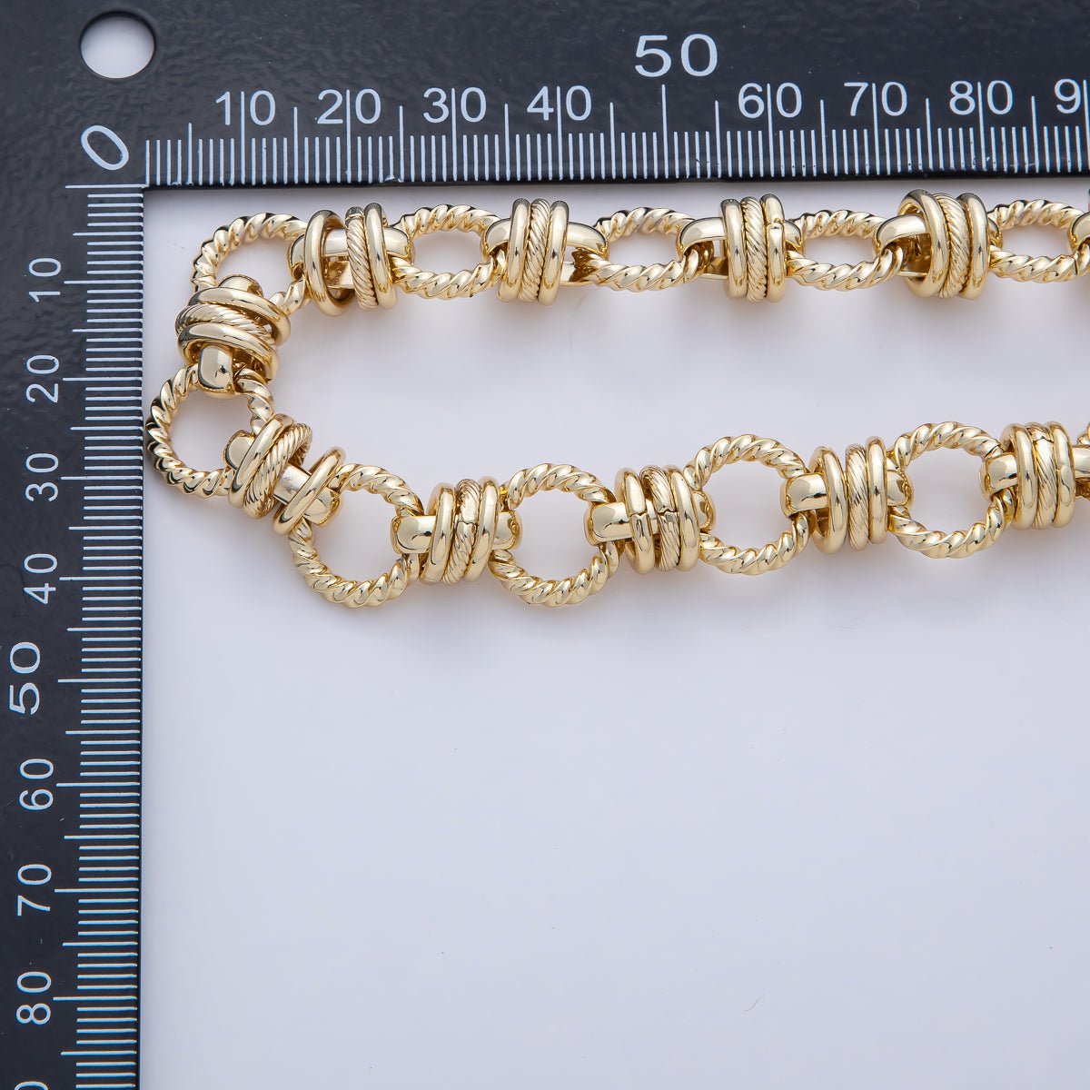 18K Gold Filled 13mm x 10mm Croissant Triple Round Link Unfinished Geometric Cable Chain by Yard | Roll - 1782 - DLUXCA
