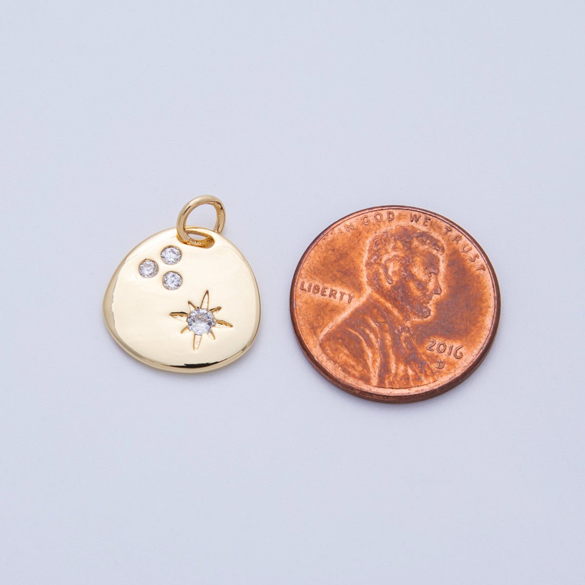 18K Gold Filled 14.3mm Clear CZ Cluster Star Round Charm | Charms - 00057 - DLUXCA