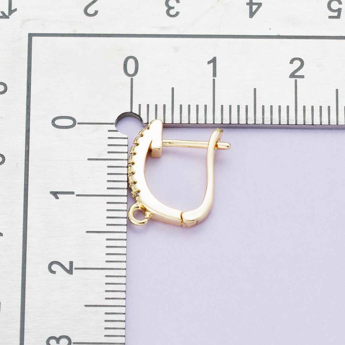 18K Gold Filled 14.5mm Micro Paved CZ U - Shaped Hoop Earrings in Gold & Silver | Findings - 00099 Findings - 00100 - DLUXCA