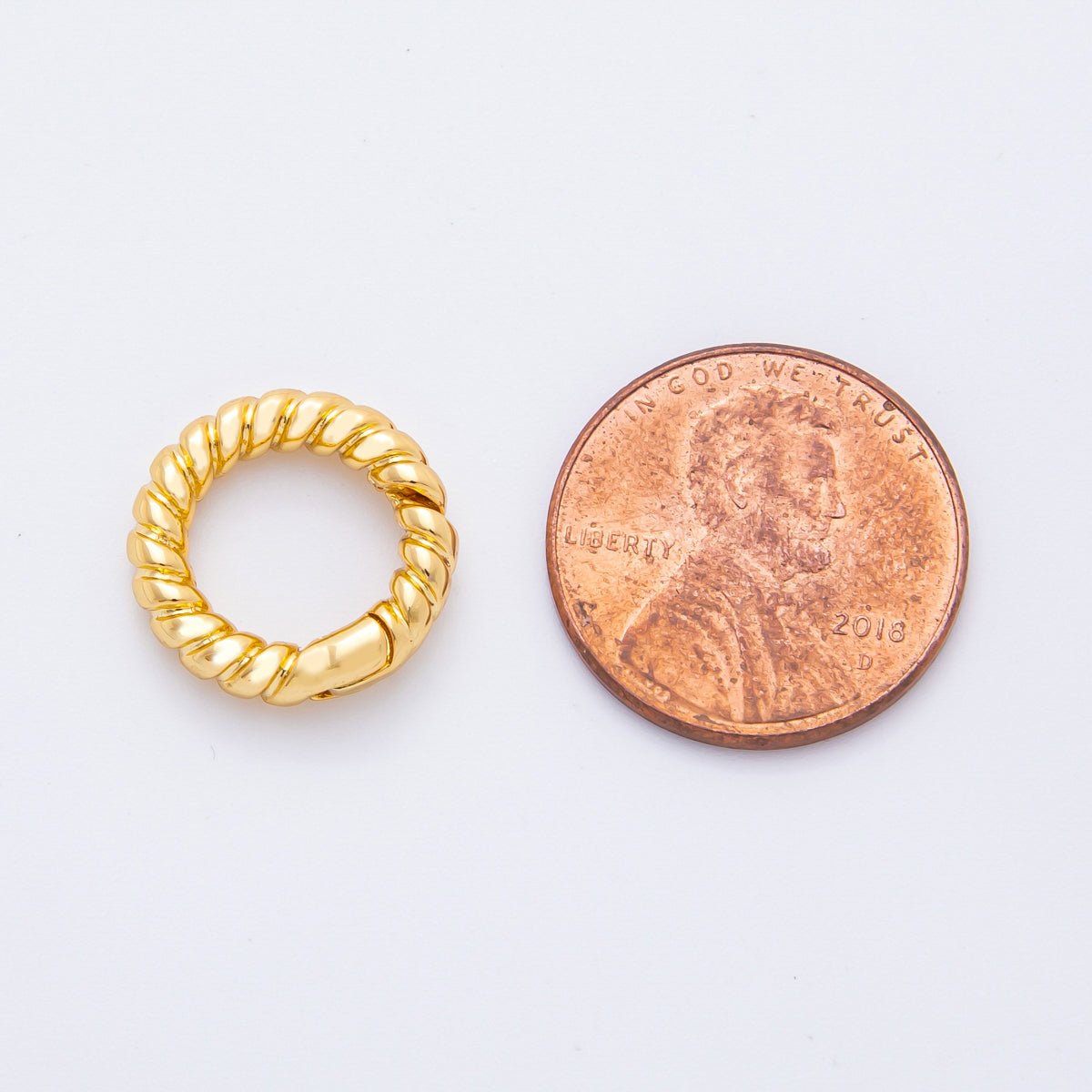 18K Gold Filled 14.5mm Mini Twisted Rope Push Gate Clasp Charm Finding | Z1374 - DLUXCA