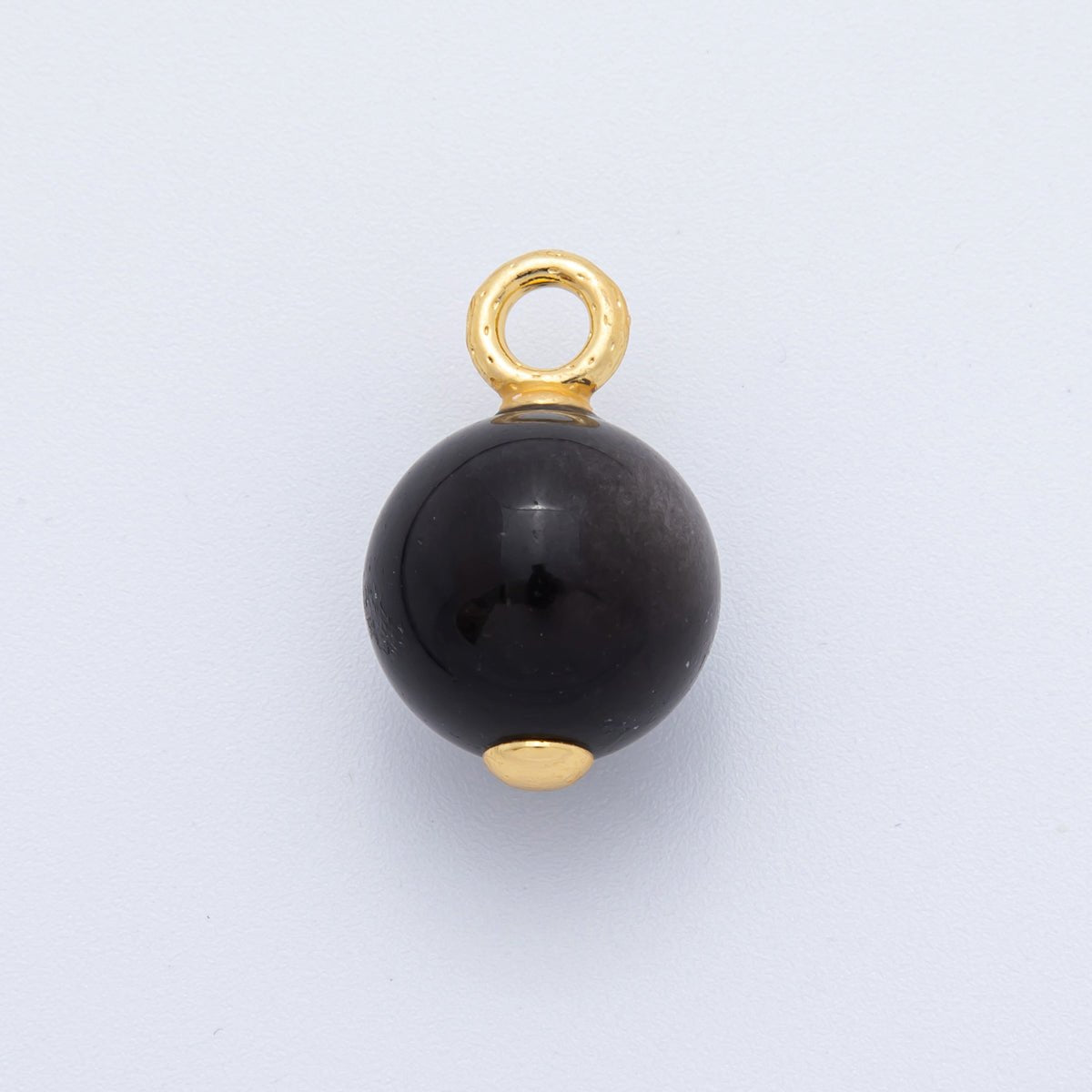 18K Gold Filled 14mm, 16mm Black Onyx Round Gemstone Charm | AF791 AF792 - DLUXCA