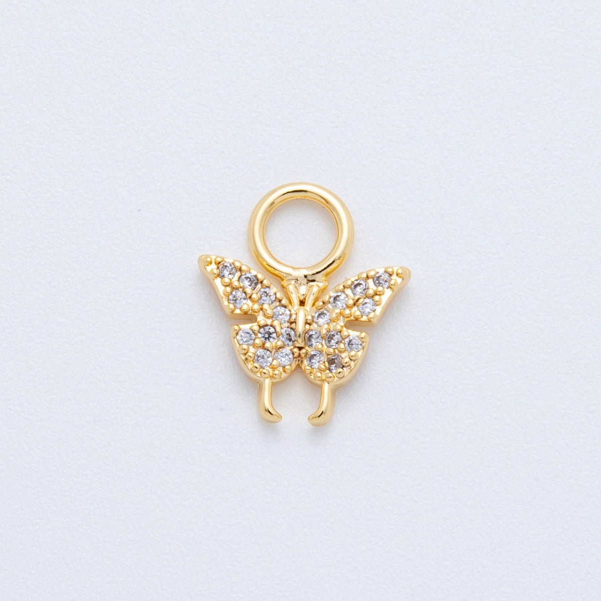 18K Gold Filled 14mm Micro Paved CZ Mariposa Delicate Butterfly Charm | AH - 913 - DLUXCA