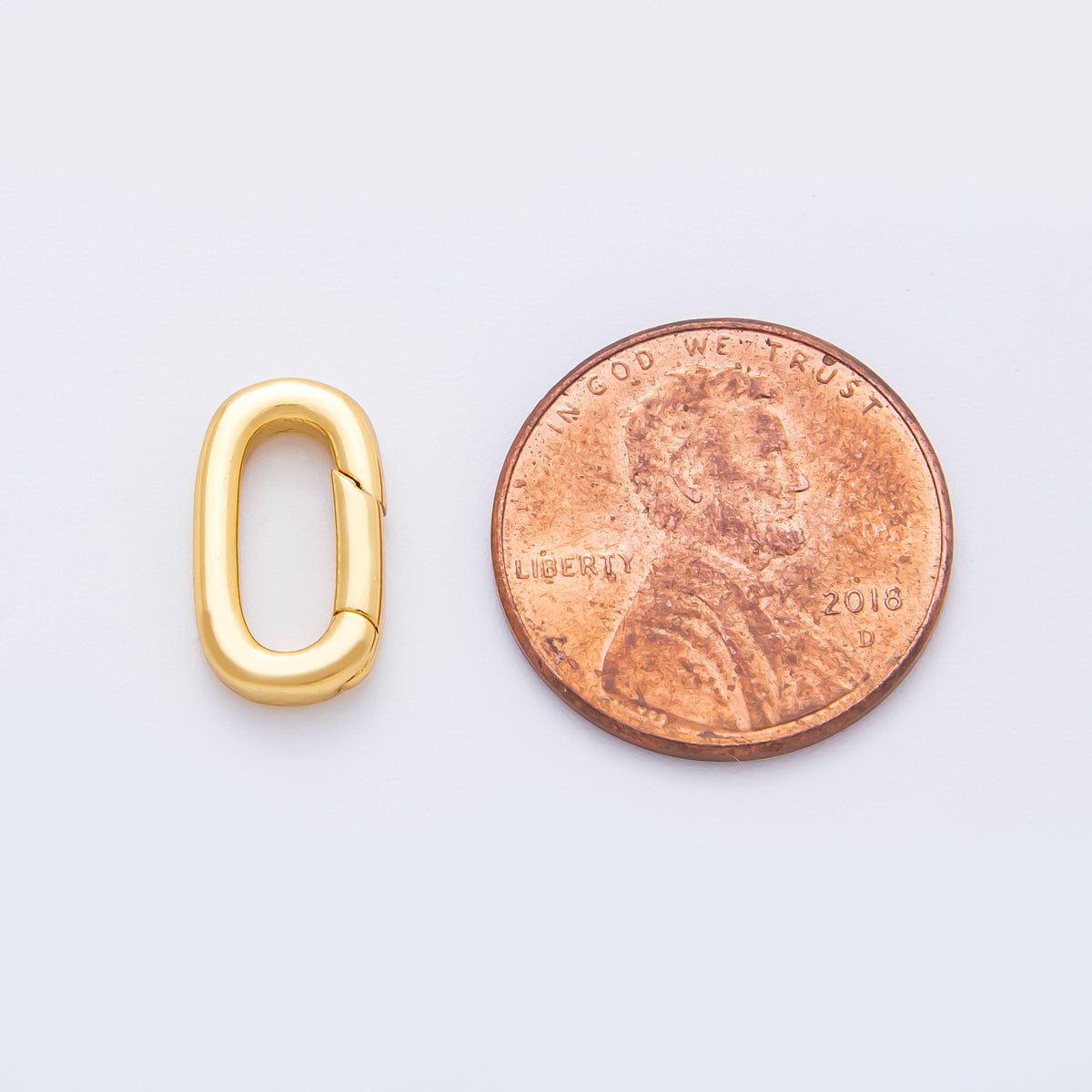 18K Gold Filled 14mm Minimalist Polished Oval Push Gate Clasp Charm Finding | Z1409 - DLUXCA