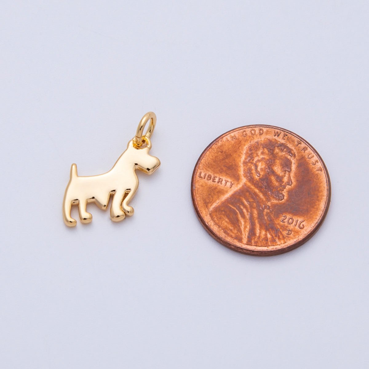 18K Gold Filled 14mm Minimalist Scottie Dog Animal Pet Charm | Charms - 00254 - DLUXCA