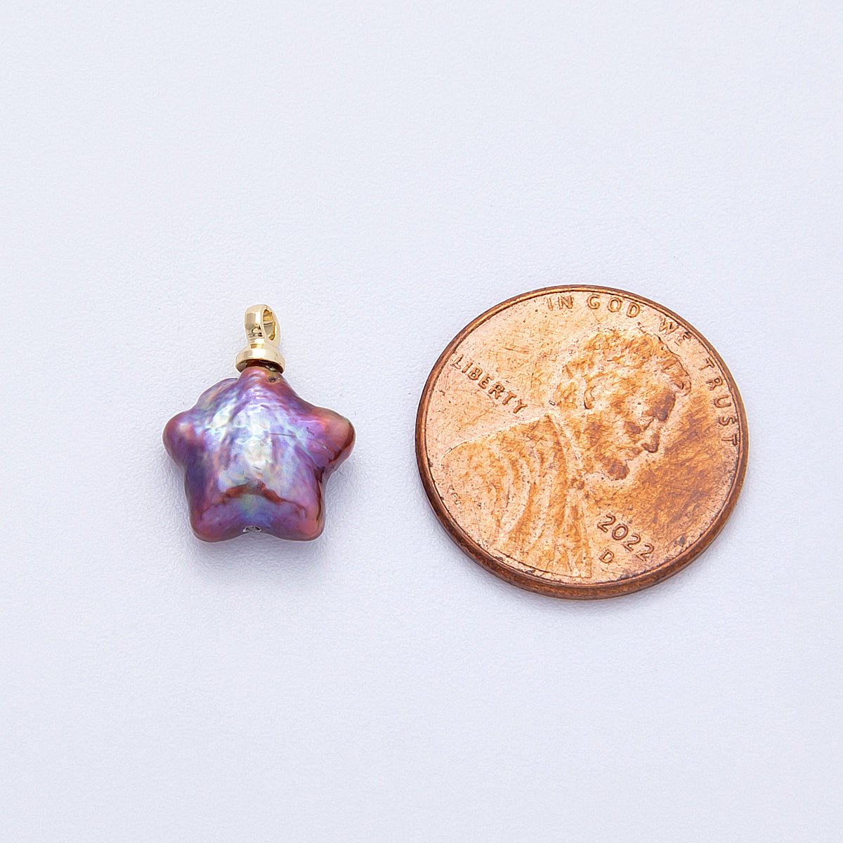 18K Gold Filled 14mm Purple Baroque Freshwater Pearl Celestial Star Charm | Charms - 00477 - DLUXCA