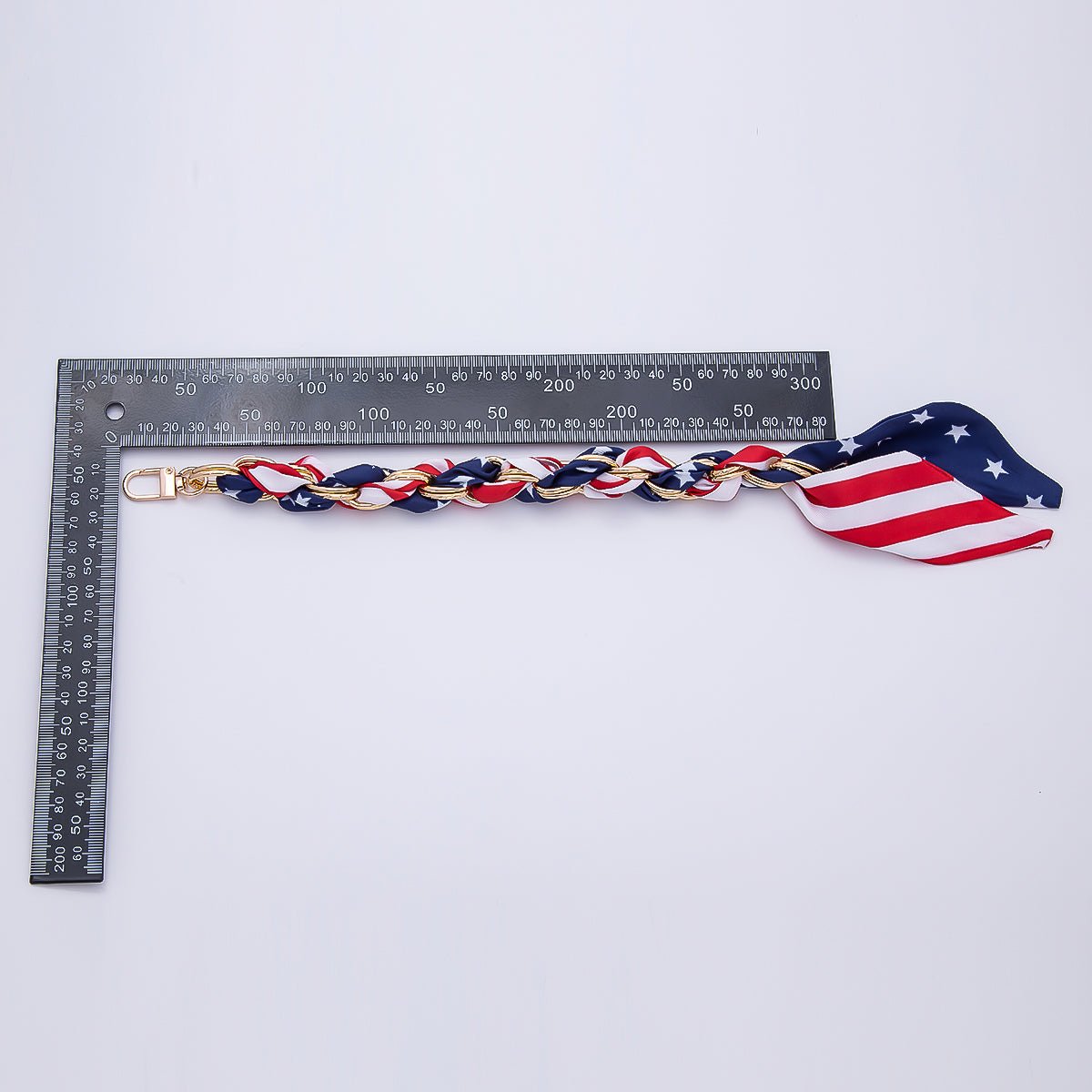 18K Gold Filled 15 Inches USA Red White Blue Flag Keychain Accessories | WB-00341 - DLUXCA