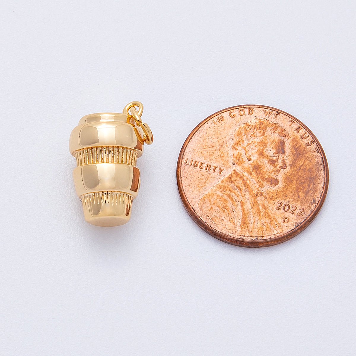 18K Gold Filled 15.5mm Coffee Cup Multidimensional 3D Charm | Charms - 00340 - DLUXCA
