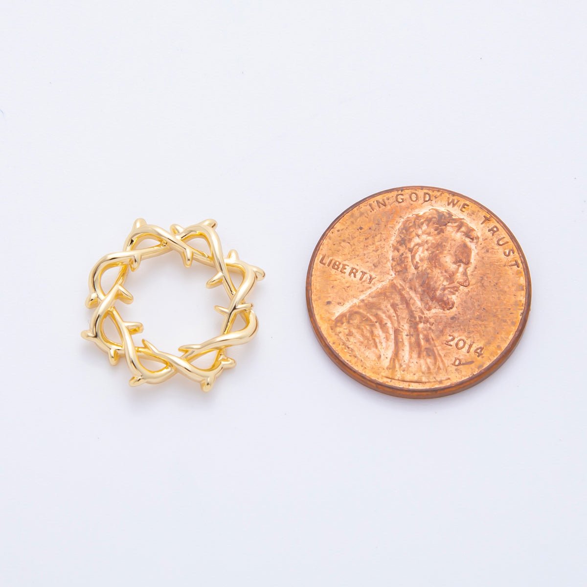 18K Gold Filled 15.5mm Lord Jesus Crown of Thorns Charm Supply | Z - A1239 - DLUXCA