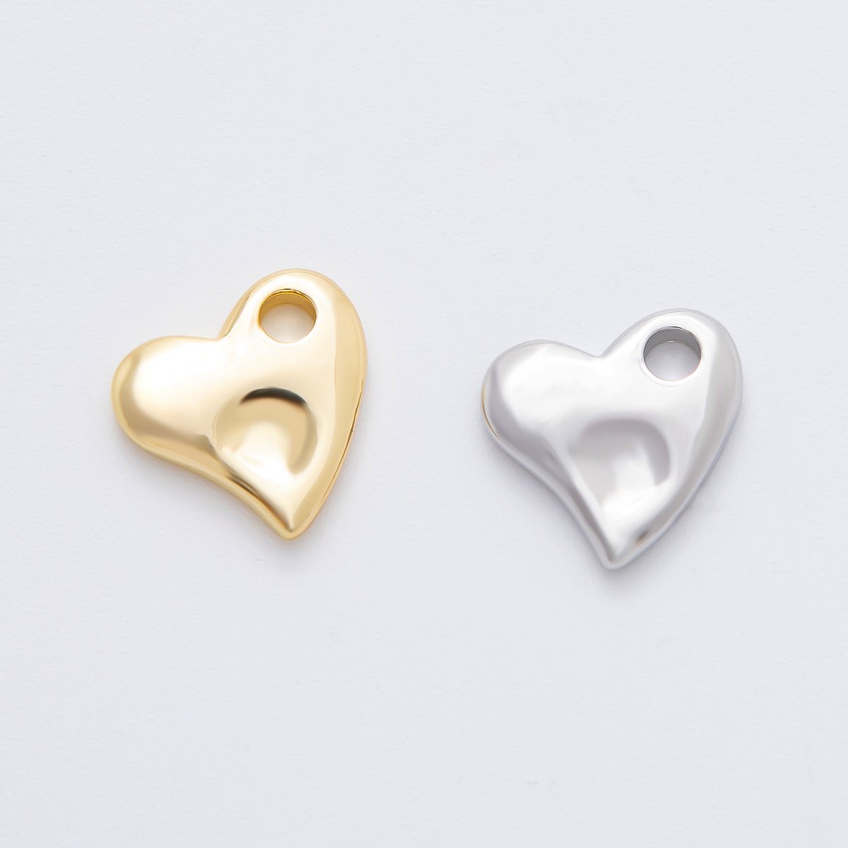 18K Gold Filled 15.5mm Minimalist Heart Dainty Charm in Gold & Silver for Cord Necklace Supply | Z - A1253 - DLUXCA