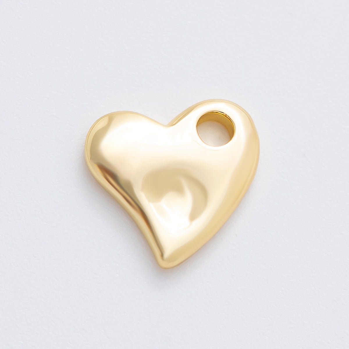 18K Gold Filled 15.5mm Minimalist Heart Dainty Charm in Gold & Silver for Cord Necklace Supply | Z - A1253 - DLUXCA
