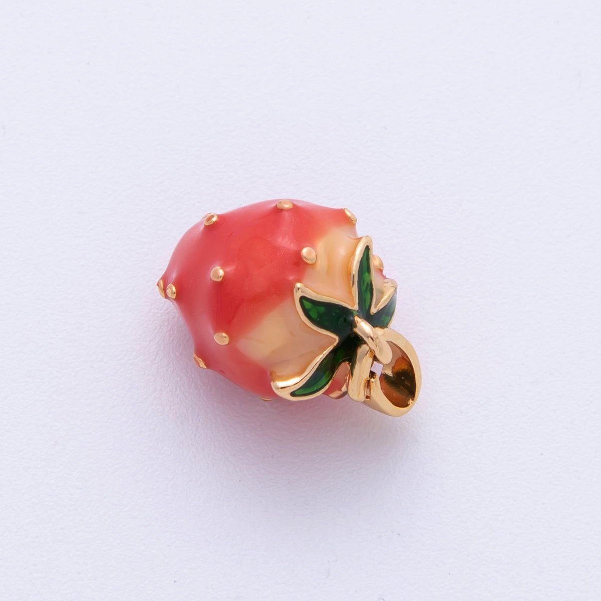 18K Gold Filled 15mm Ceramic Strawberry Fruit 3D Multidimensional Pendant | Charms - 00114 - DLUXCA