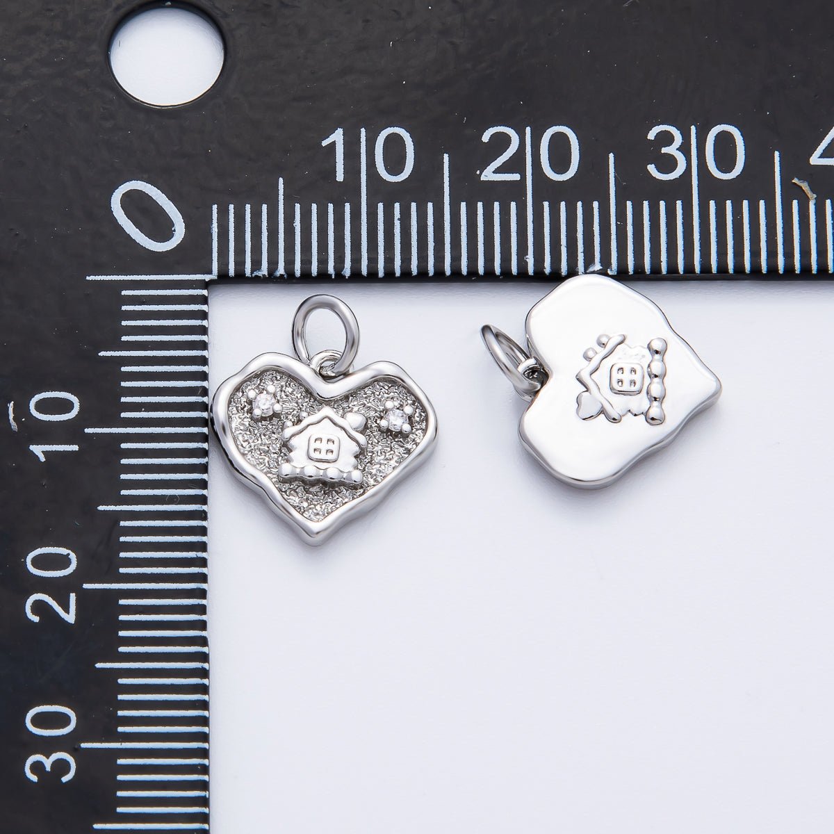 18K Gold Filled 15mm CZ House Home Molten Heart Charm in Gold & Silver | AF1358 - DLUXCA
