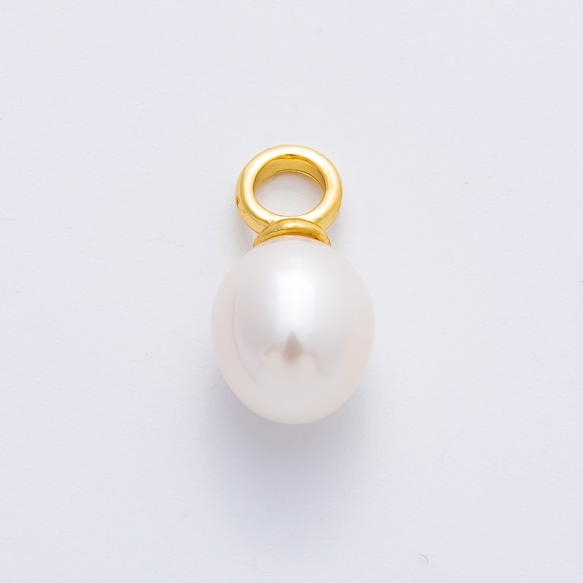 18K Gold Filled 15mm Dainty Shell Pearl Drop Charm | AF630 - DLUXCA