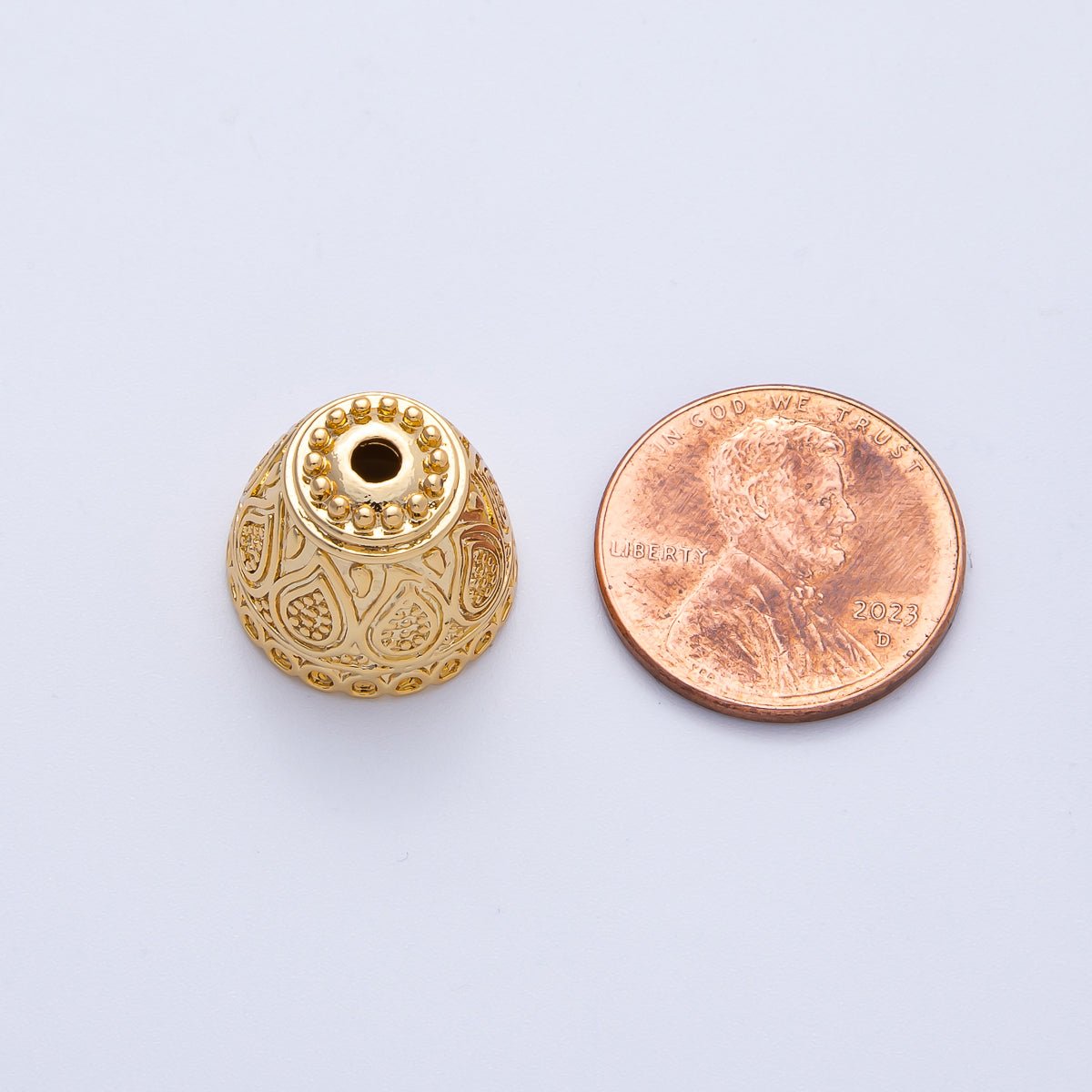 18K Gold Filled 15mm Geometric Beaded Cap Bead | Z1662 - DLUXCA