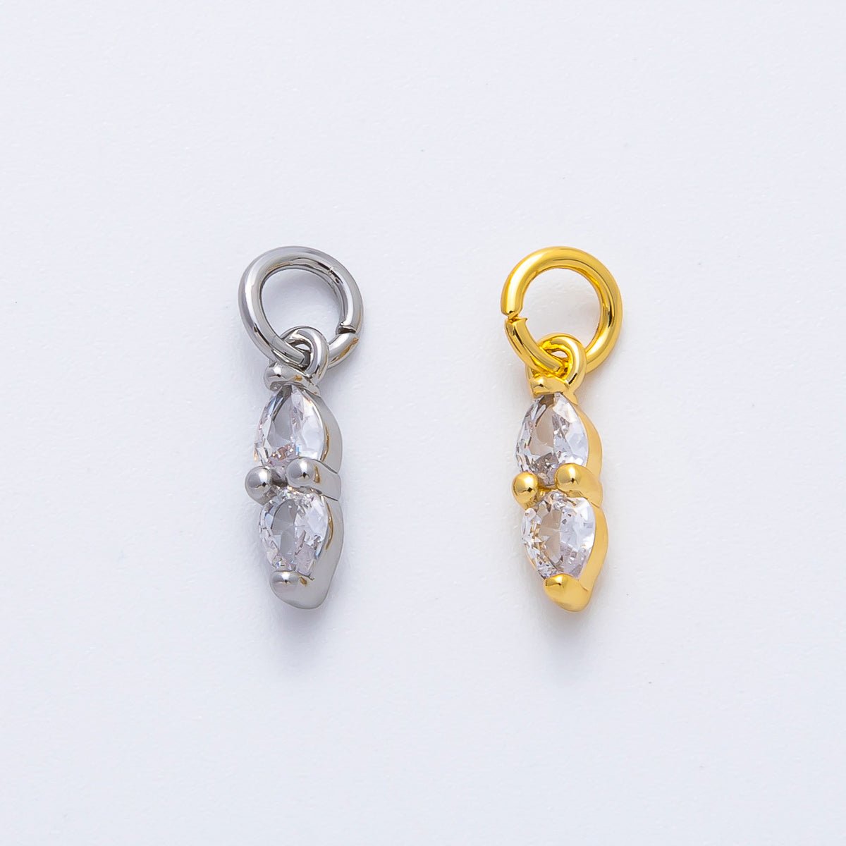 18K Gold Filled 15mm Inverted Clear Teardrop CZ Dainty Charm in Gold & Silver | AF1363 - DLUXCA