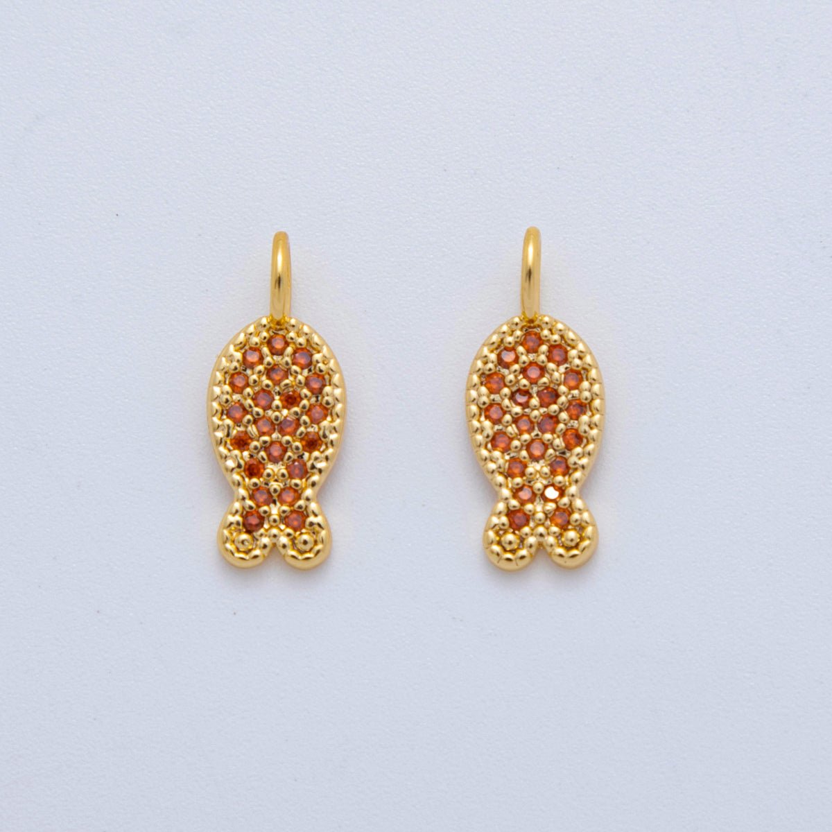 18K Gold Filled 15mm Micro Paved CZ Fish Pendant | AF730 - DLUXCA