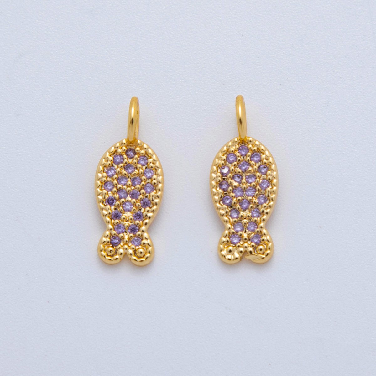 18K Gold Filled 15mm Micro Paved CZ Fish Pendant | AF730 - DLUXCA