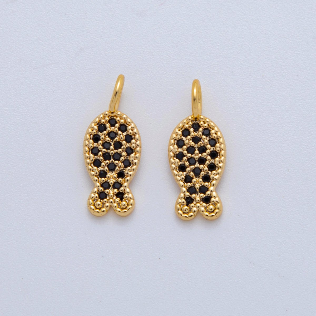 18K Gold Filled 15mm Micro Paved CZ Fish Pendant | AF730 - DLUXCA