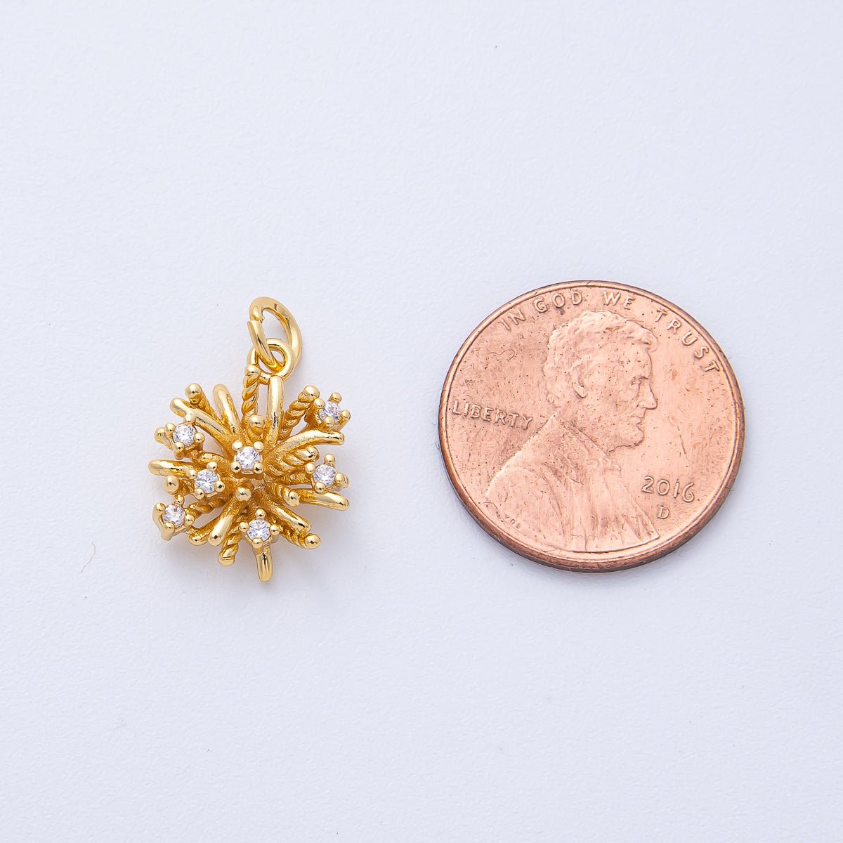 18K Gold Filled 15mm Micro Paved CZ Geometric Flower Charm | AK178 - DLUXCA