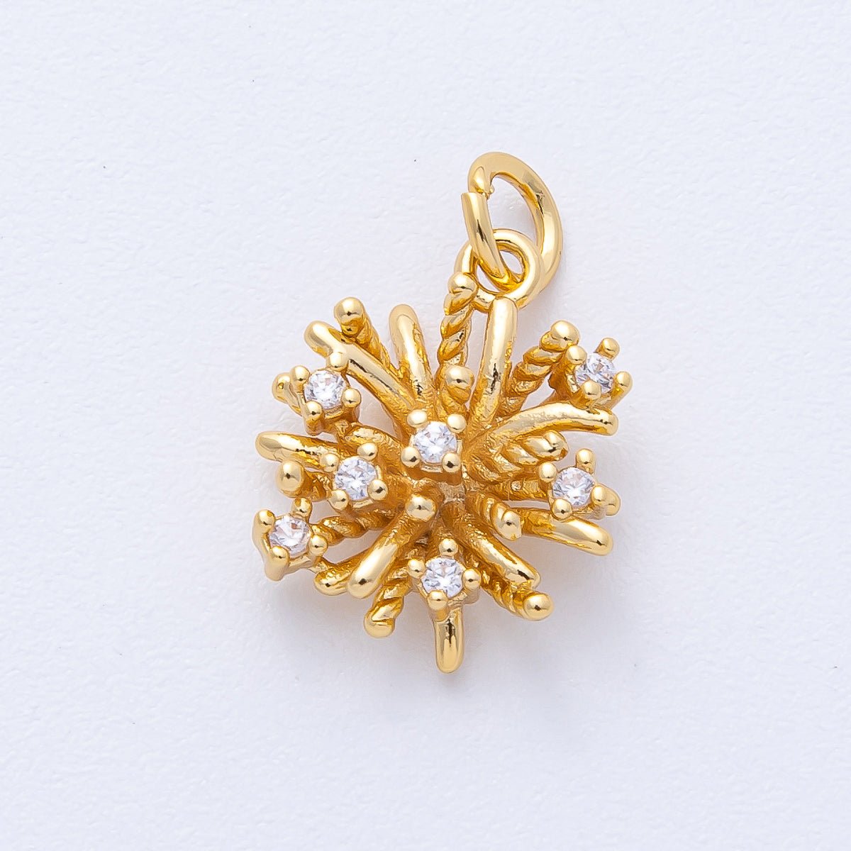 18K Gold Filled 15mm Micro Paved CZ Geometric Flower Charm | AK178 - DLUXCA