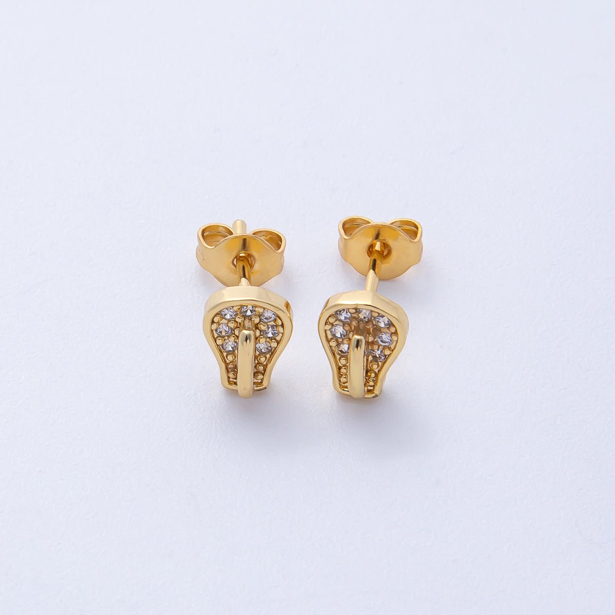 18K Gold Filled 15mm Micro Paved CZ Light Bulb Stud in Gold &Silver | Earrings - 00225 Earrings - 00226 - DLUXCA