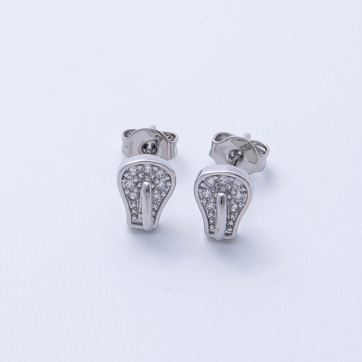 18K Gold Filled 15mm Micro Paved CZ Light Bulb Stud in Gold &Silver | Earrings - 00225 Earrings - 00226 - DLUXCA