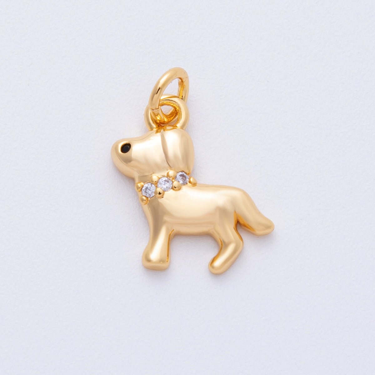 18K Gold Filled 15mm Micro Paved CZ Pet Puppy Dog Charm | Charms - 00107 - DLUXCA