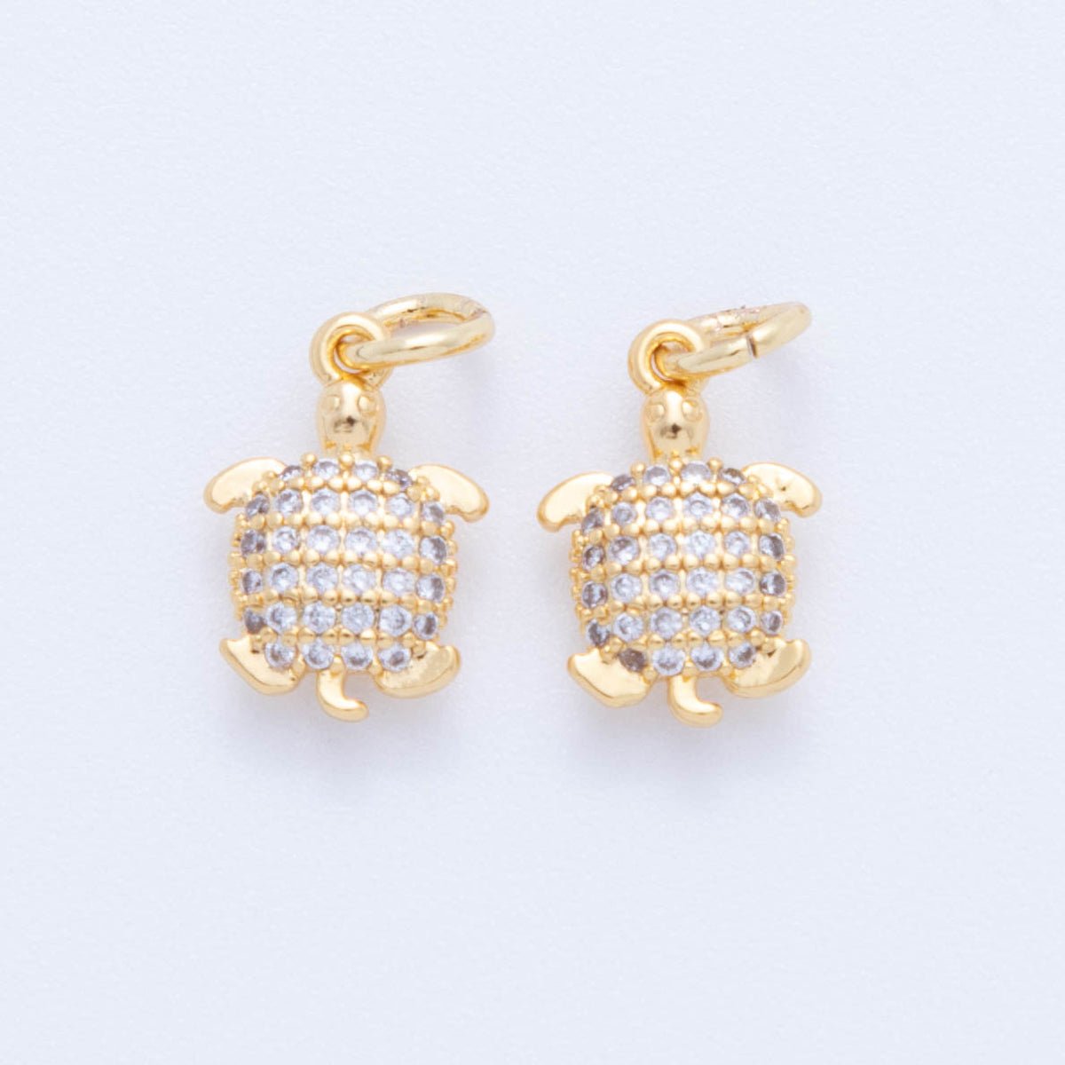 18K Gold Filled 15mm Micro Paved CZ Sea Turtle Tortoise Charm | C541 - DLUXCA