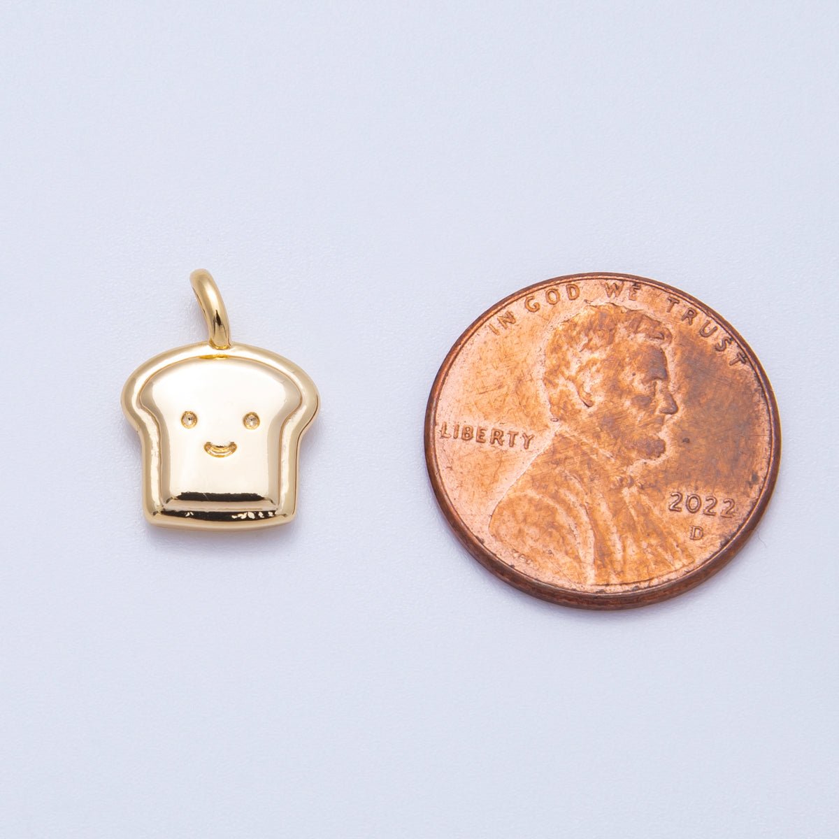 18K Gold Filled 15mm Mini Happy Toast Bread Charm | Charms - 00424 - DLUXCA
