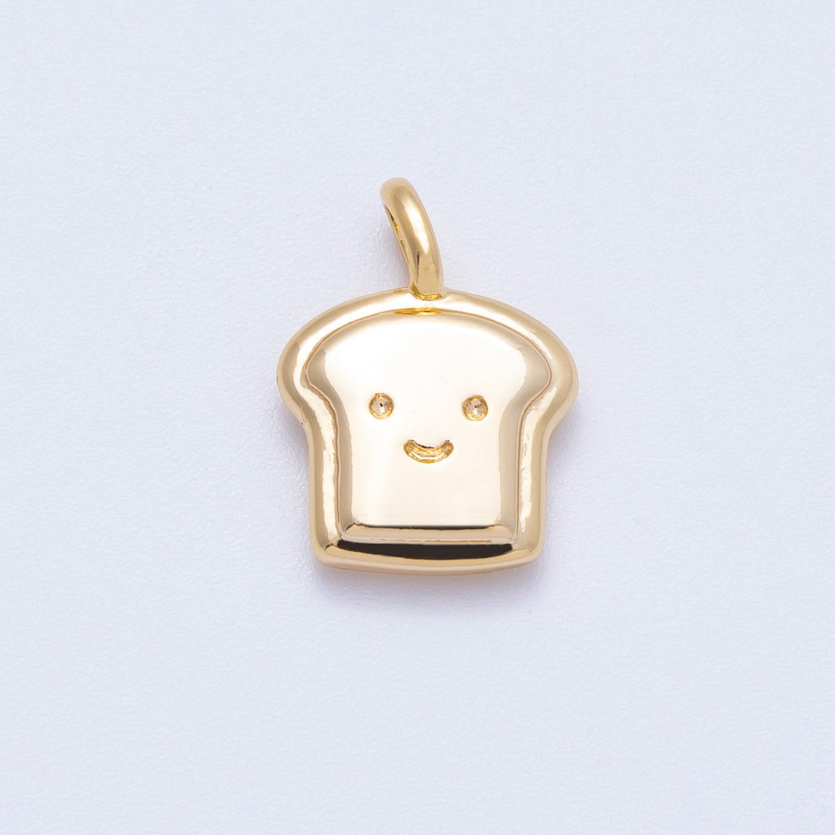 18K Gold Filled 15mm Mini Happy Toast Bread Charm | Charms - 00424 - DLUXCA