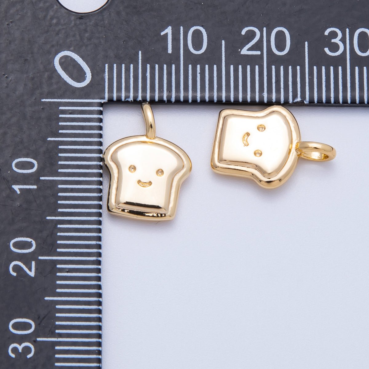 18K Gold Filled 15mm Mini Happy Toast Bread Charm | Charms - 00424 - DLUXCA