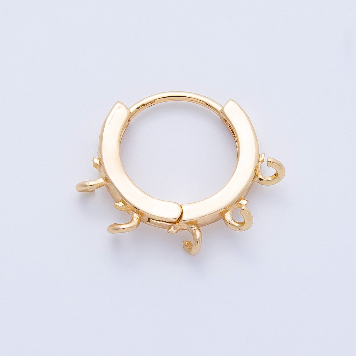 18K Gold Filled 15mm Minimalist Five Open Loop Drop Huggie Earring | Findings - 00112 - DLUXCA