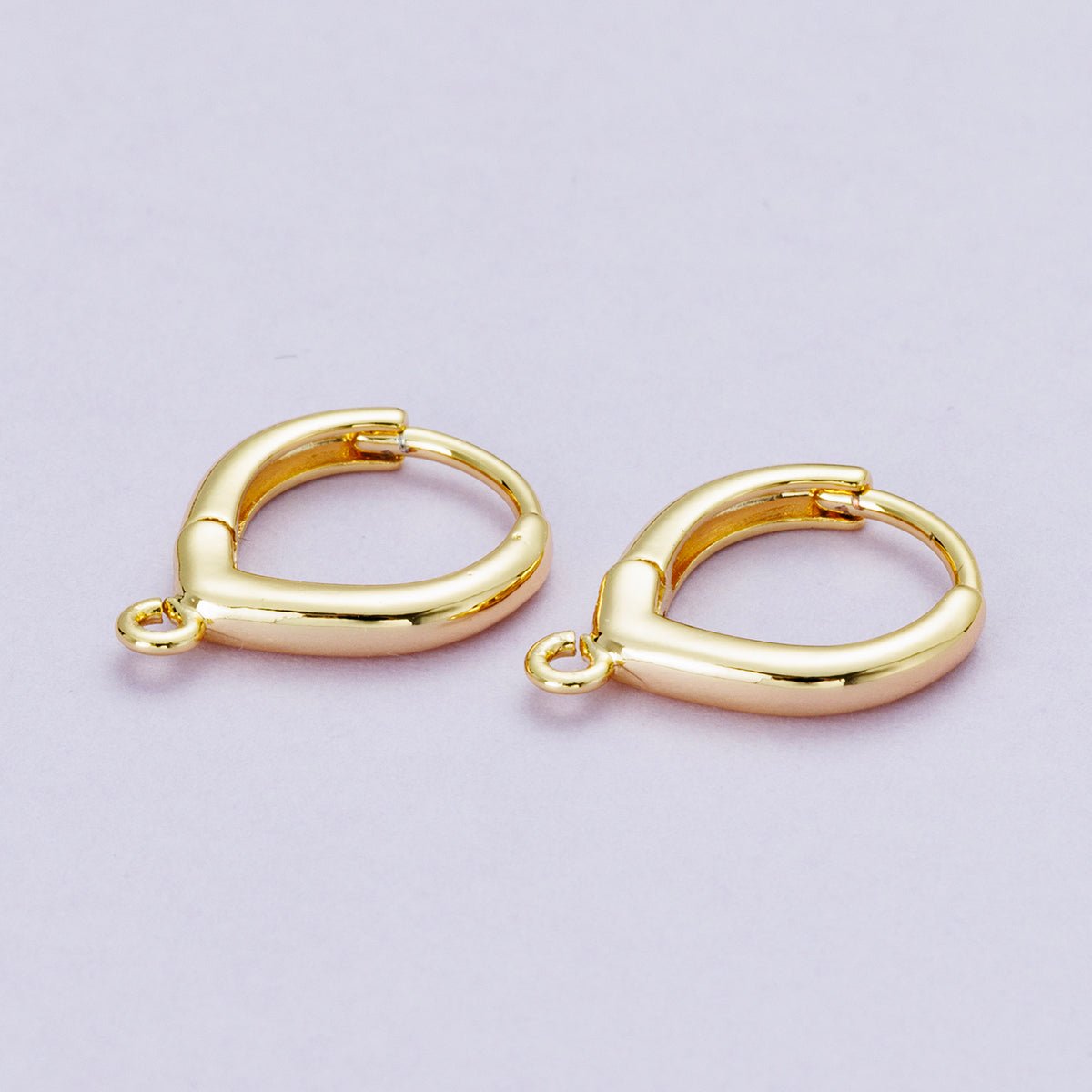 18K Gold Filled 15mm Minimalist Teardrop Open Loop Drop Huggie Earrings | Findings - 00101 - DLUXCA