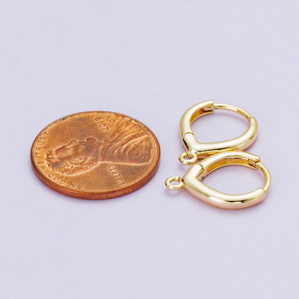 18K Gold Filled 15mm Minimalist Teardrop Open Loop Drop Huggie Earrings | Findings - 00101 - DLUXCA