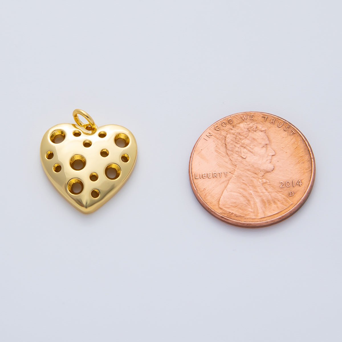 18K Gold Filled 15mm Open Dotted Heart Charm | AF1413 - DLUXCA