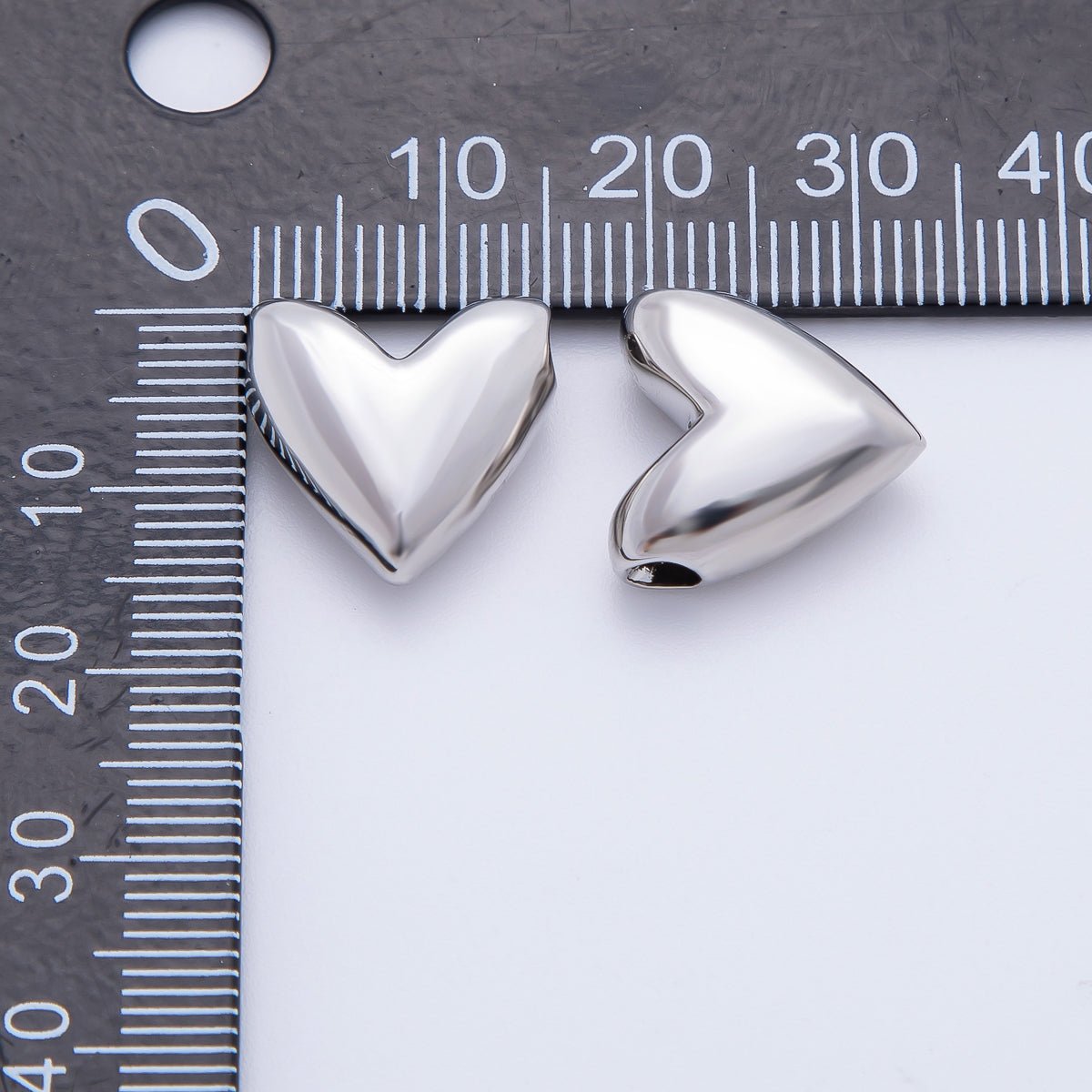 18K Gold Filled 15mm Puffed Heart Spacer Slider Bead in Gold & Silver | AF1092 - DLUXCA