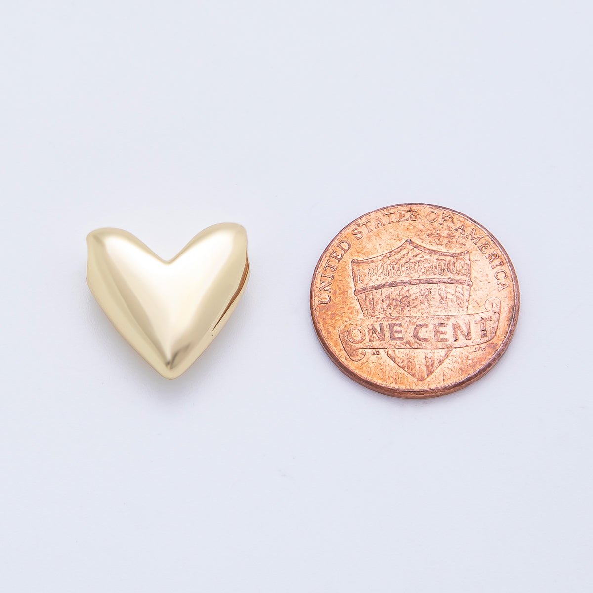 18K Gold Filled 15mm Puffed Heart Spacer Slider Bead in Gold & Silver | AF1092 - DLUXCA
