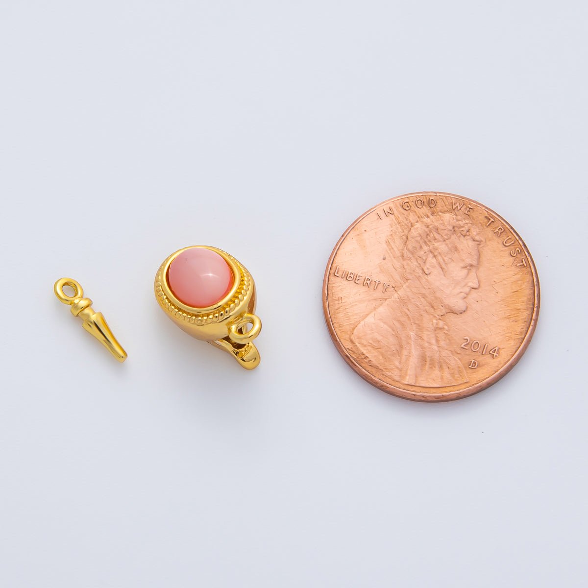 18K Gold Filled 15mm Red White Shell Pearl Oval Push In Clasp Closure Finding | Z1465 - DLUXCA