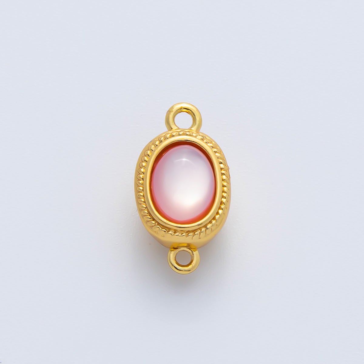 18K Gold Filled 15mm Red White Shell Pearl Oval Push In Clasp Closure Finding | Z1465 - DLUXCA