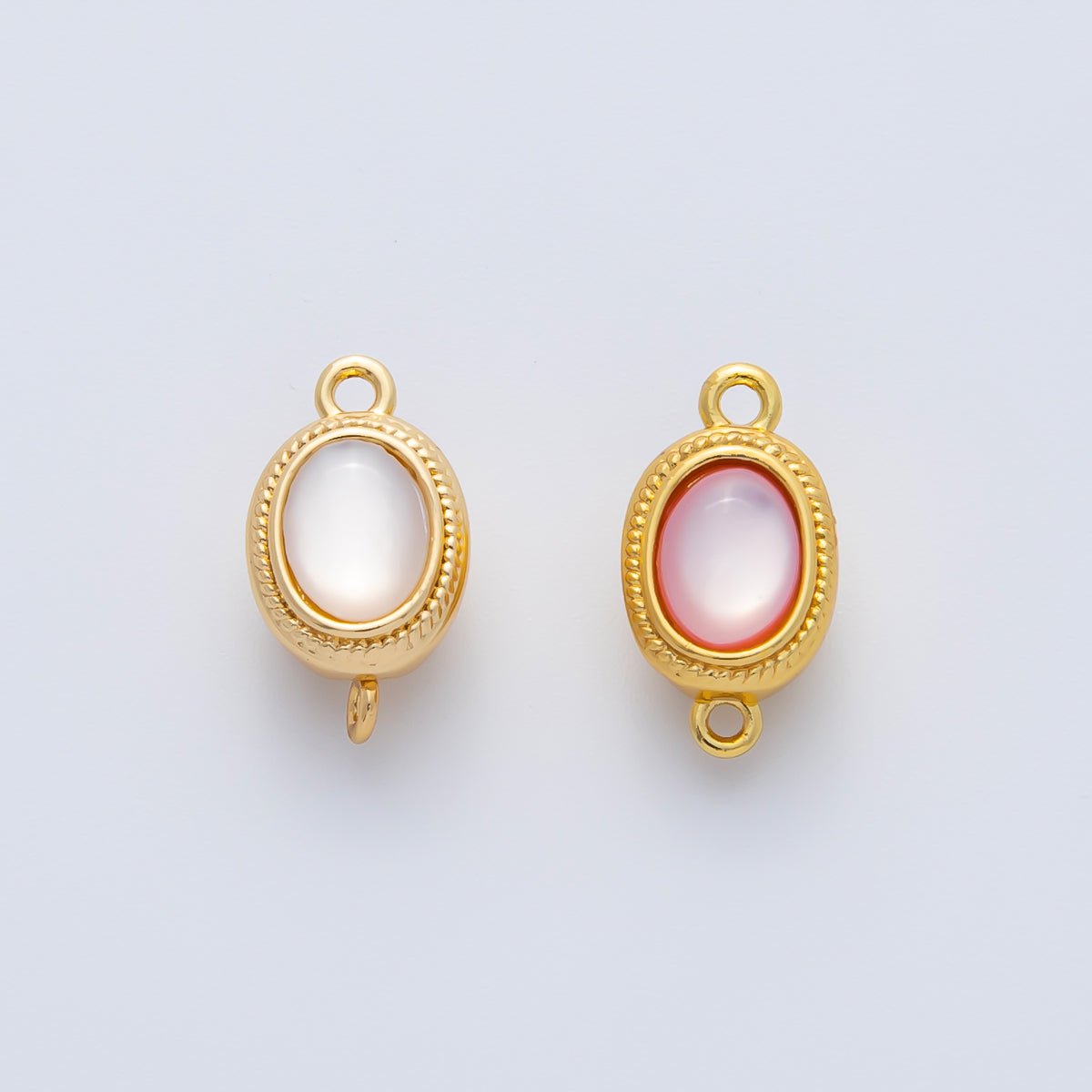 18K Gold Filled 15mm Red White Shell Pearl Oval Push In Clasp Closure Finding | Z1465 - DLUXCA