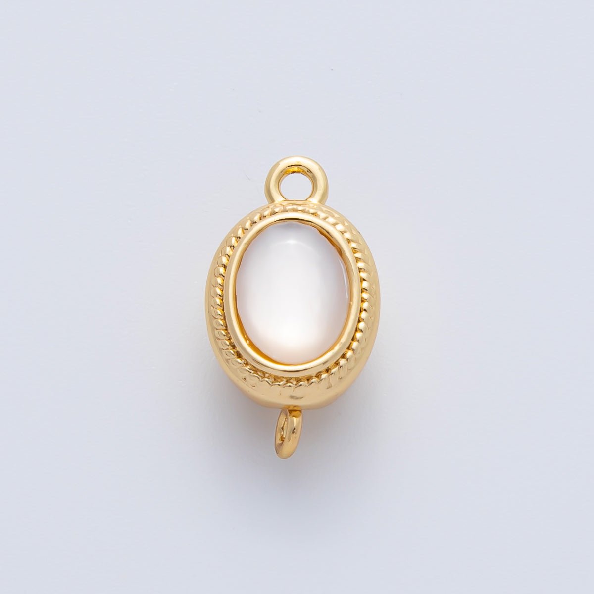 18K Gold Filled 15mm Red White Shell Pearl Oval Push In Clasp Closure Finding | Z1465 - DLUXCA