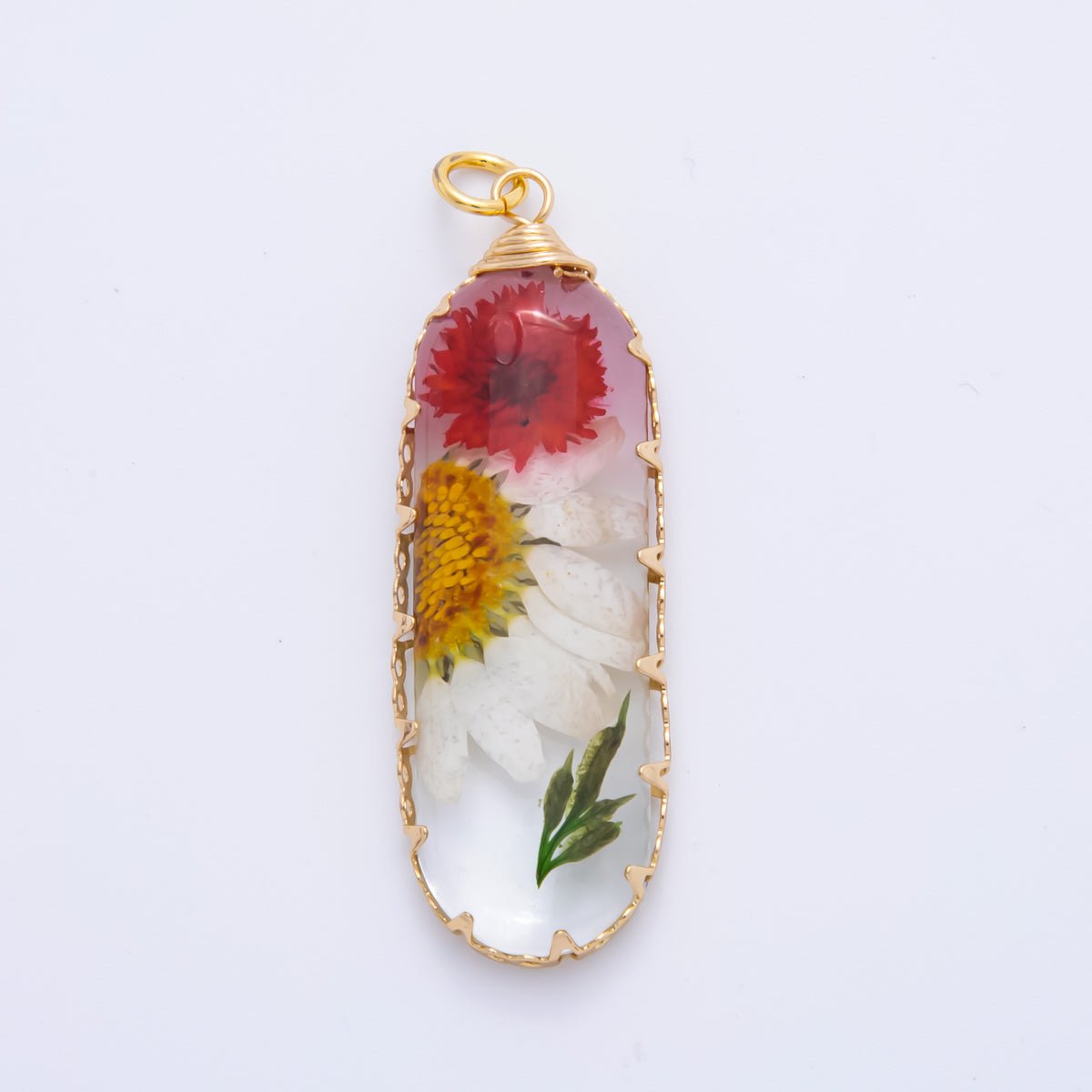 18K Gold Filled 15mm Resin Capsule Memories Flower Charm | AH856 AH857 - DLUXCA