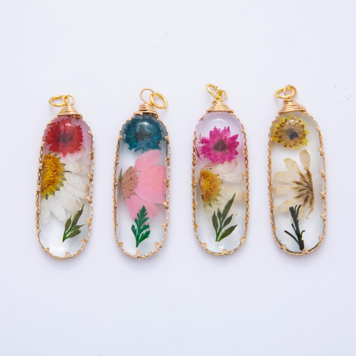 18K Gold Filled 15mm Resin Capsule Memories Flower Charm | AH856 AH857 - DLUXCA