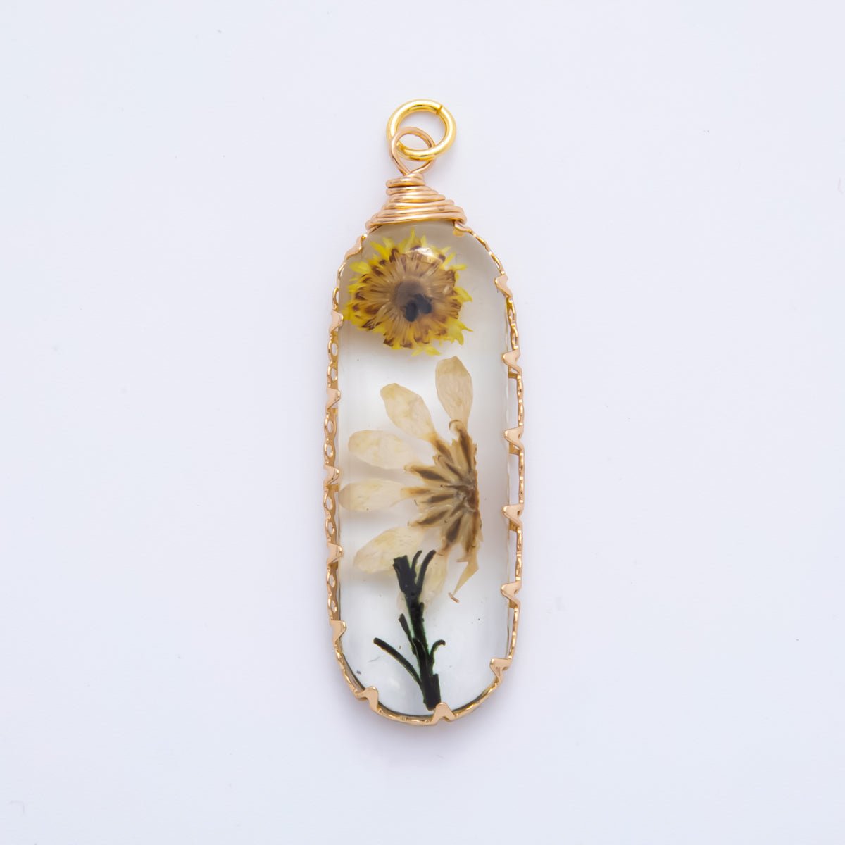 18K Gold Filled 15mm Resin Capsule Memories Flower Charm | AH856 AH857 - DLUXCA